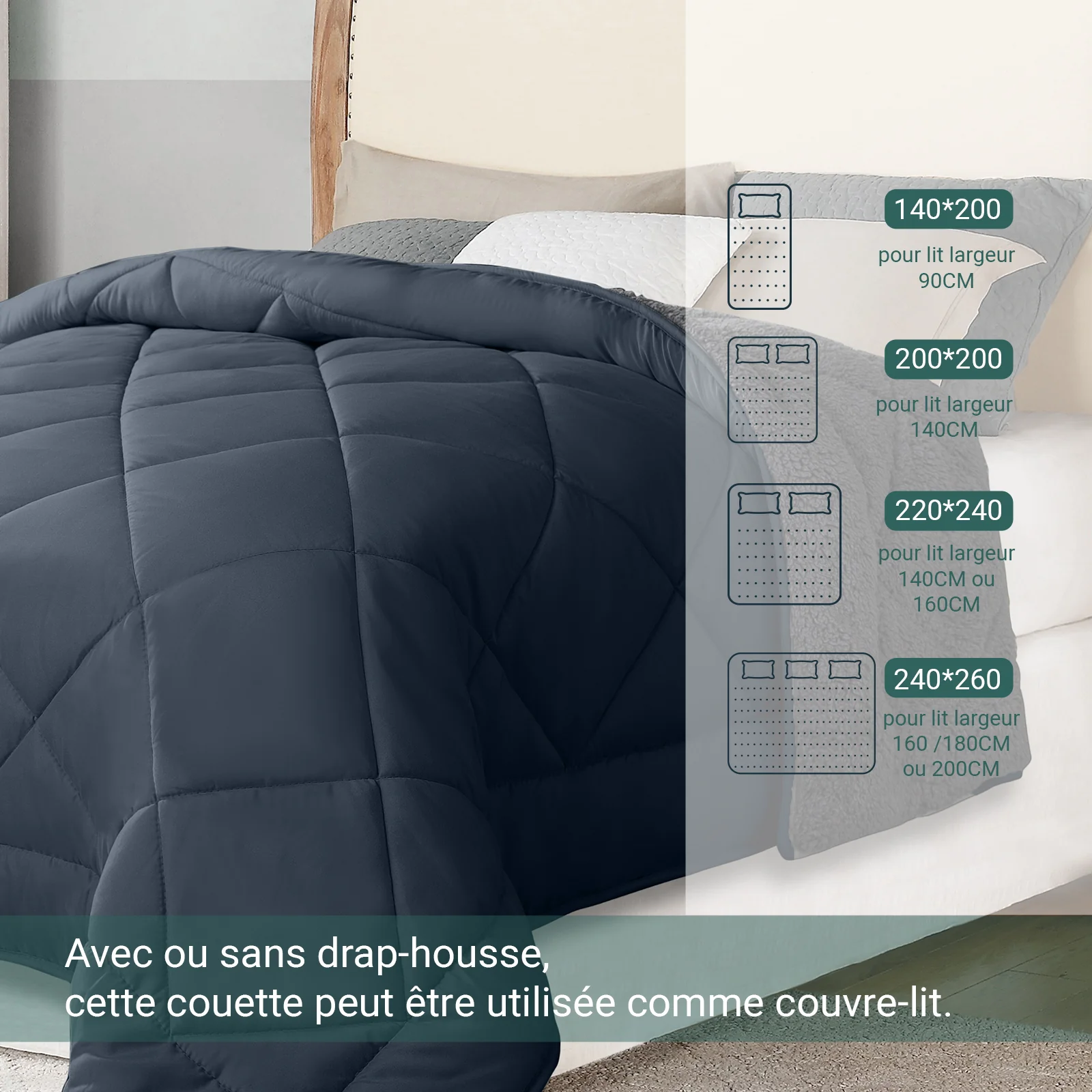 Couette réversible laine, été et hiver - Collection Sherpa - Image 4