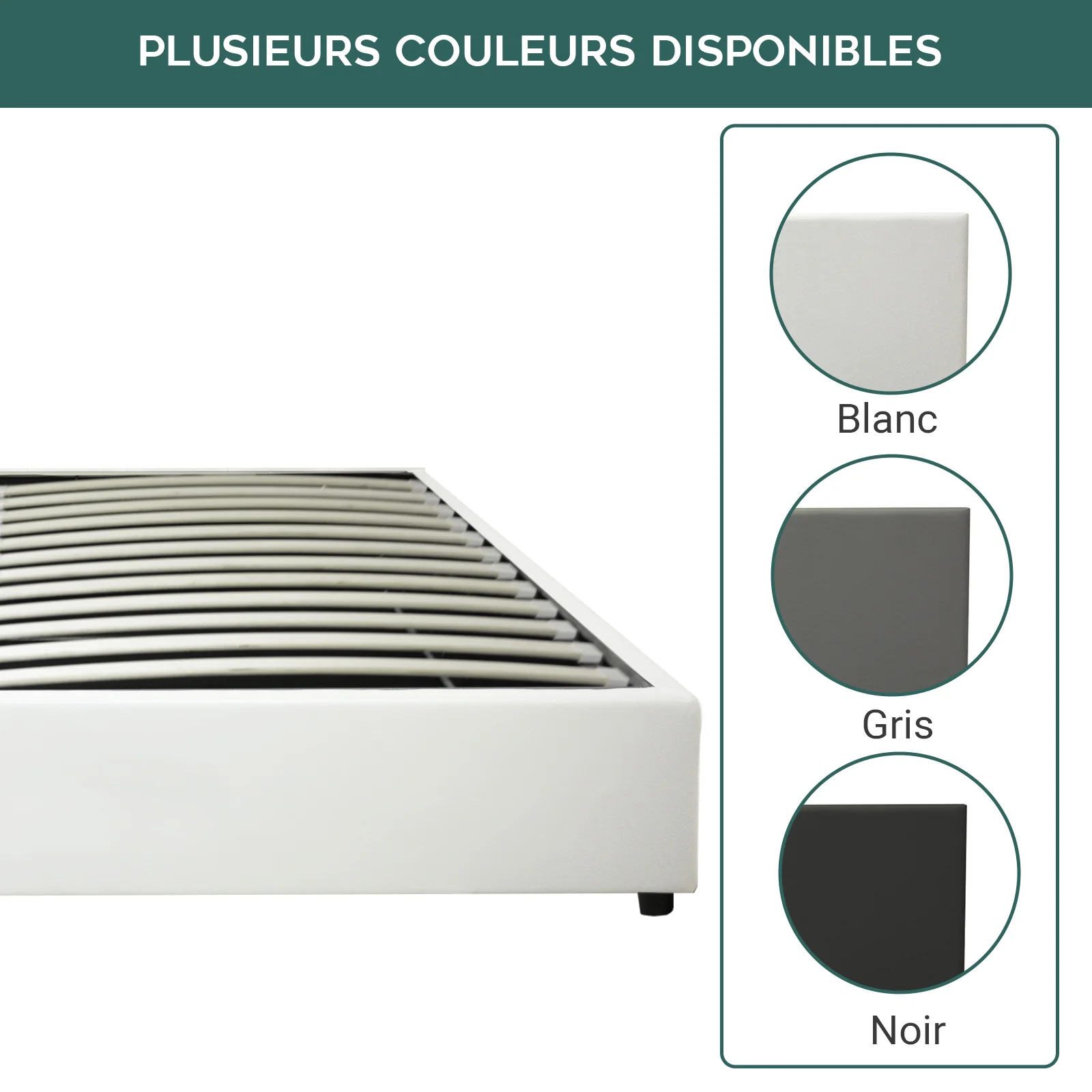 Lit coffre électrique simili cuir blanc, télécommande, sommier flexible - Collection Futura - Image 3