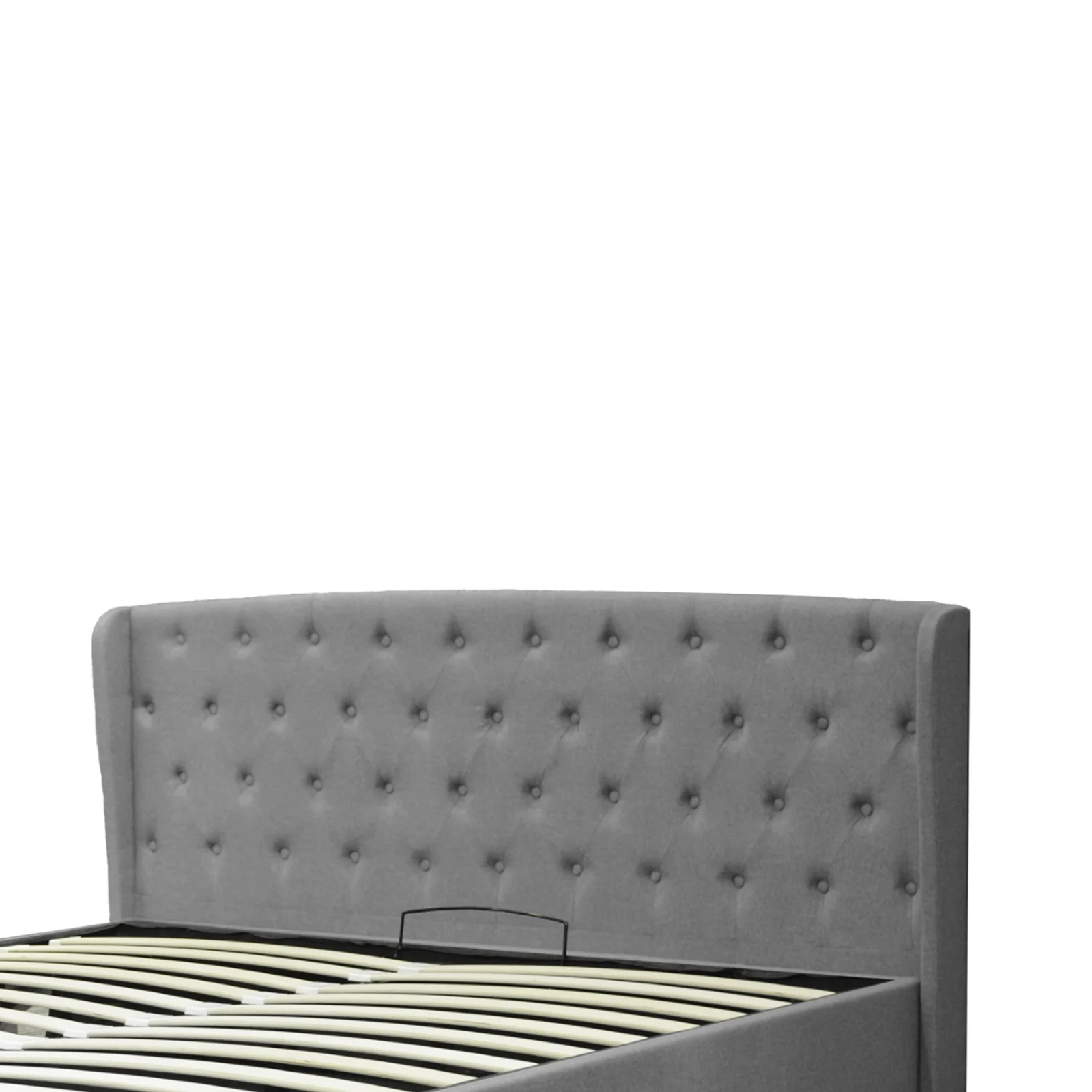 Lit coffre sommier relevable Monceau capitonné chic : tissu et sommier à lattes en bois flexibles - Image 4