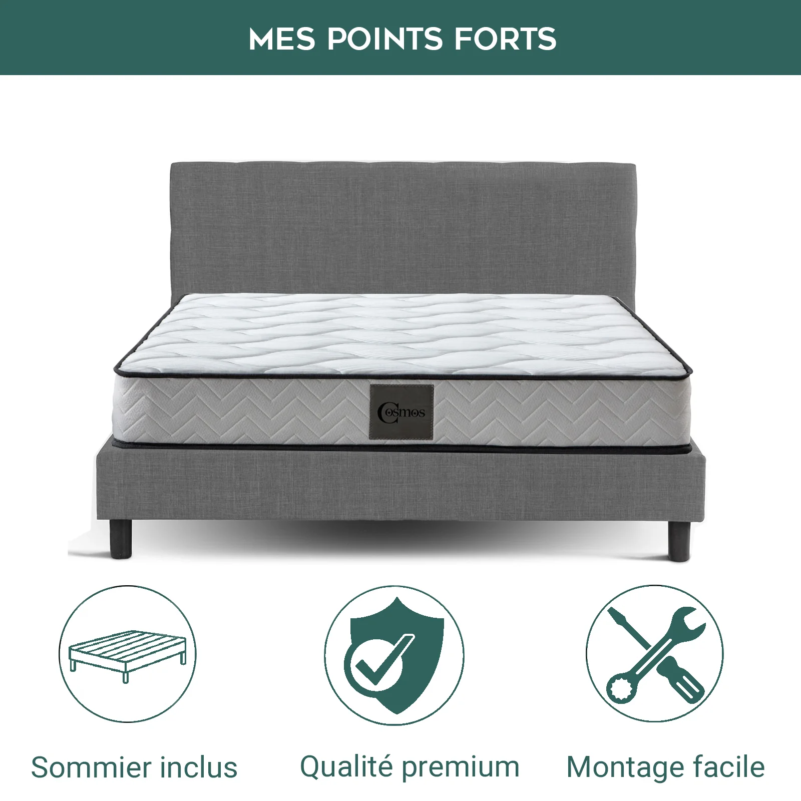 Lit Marquis scandinave en tissu : sommier à lattes en bois flexibles - Image 6