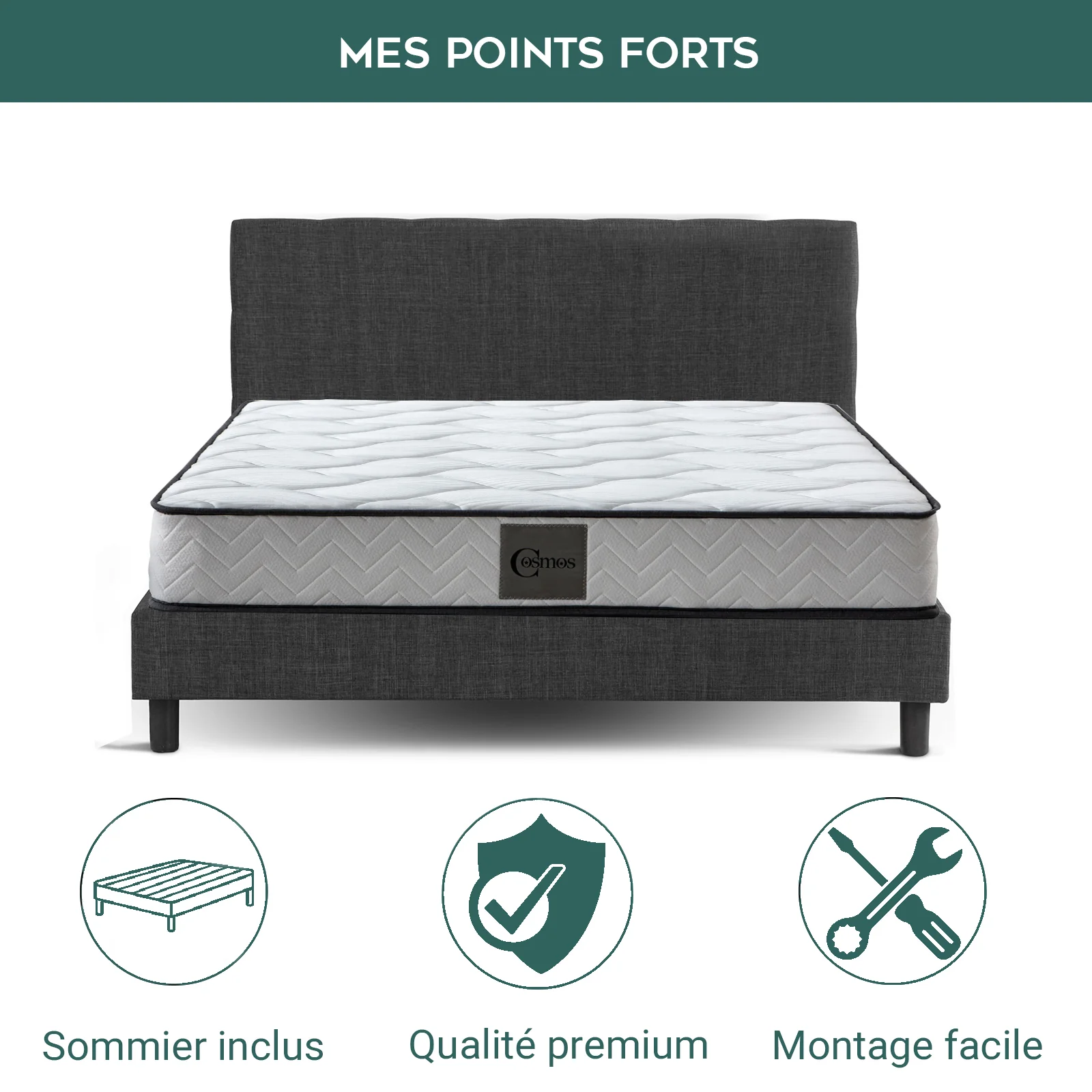 Lit Marquis scandinave en tissu : sommier à lattes en bois flexibles - Image 7