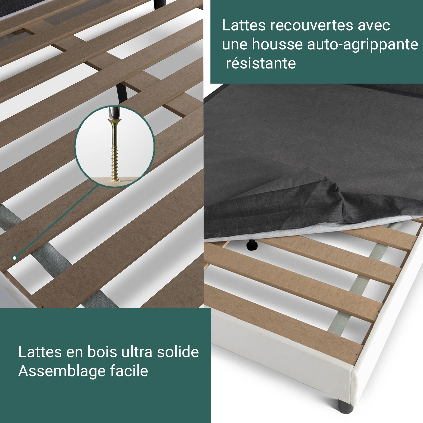 Lit capitonné Triomphe et contemporain : Simili cuir et sommier à lattes en bois - Image 16