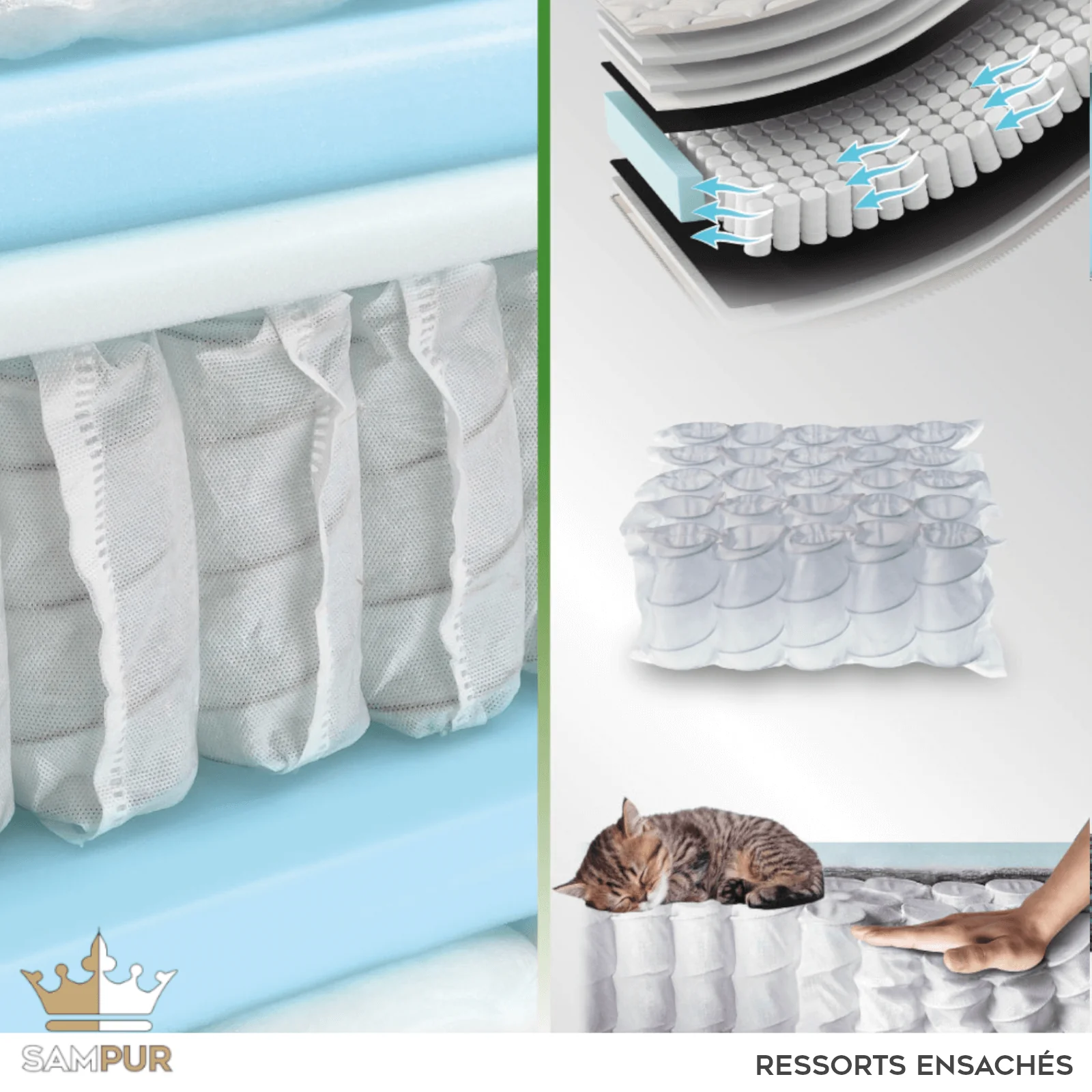 Pack lit, sommier tissu Eva gris foncé, matelas bio - Collection Luxury - Image 5