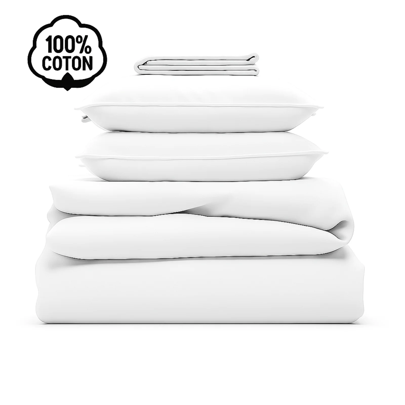 Parure de lit coton blanc, douceur haut de gamme, confort naturel - Collection Coton - Image 9